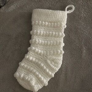 Handmade White Knit Christmas Stocking